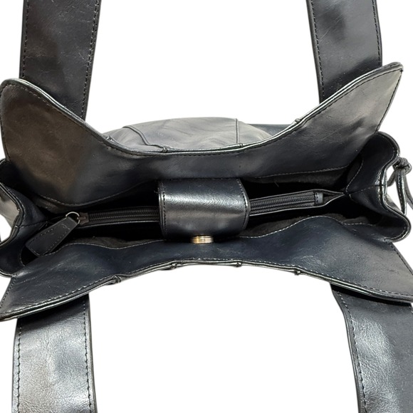 Nine West Y2K Metallic Blue Faux Leather Lace Up Hobo Shoulder Bag Purse Vintage - Picture 9 of 10